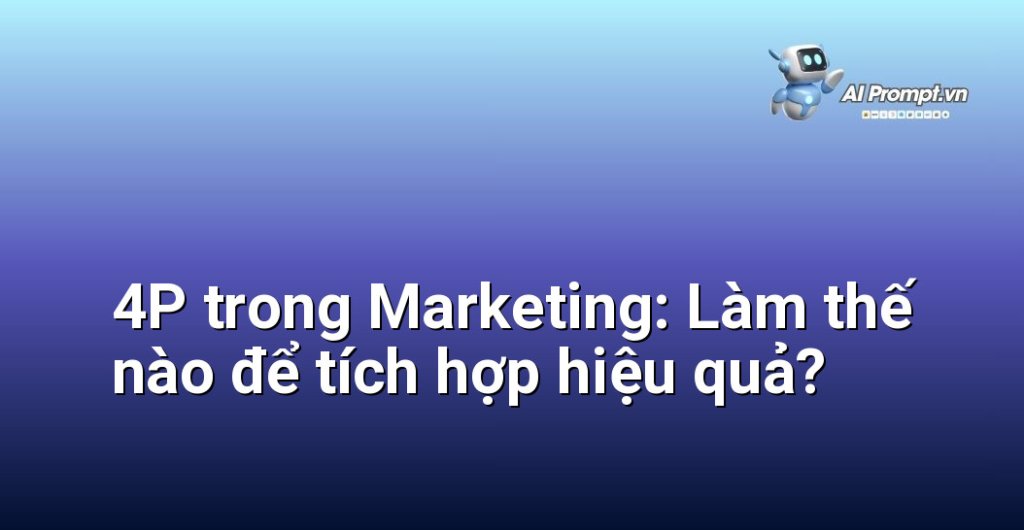 Sơ đồ hoặc mindmap thể hiện sự kết nối và tương tác giữa 4 yếu tố Product, Price, Place, Promotion trong một vòng tròn hoặc hình ảnh minh họa chiến lược marketing tổng thể