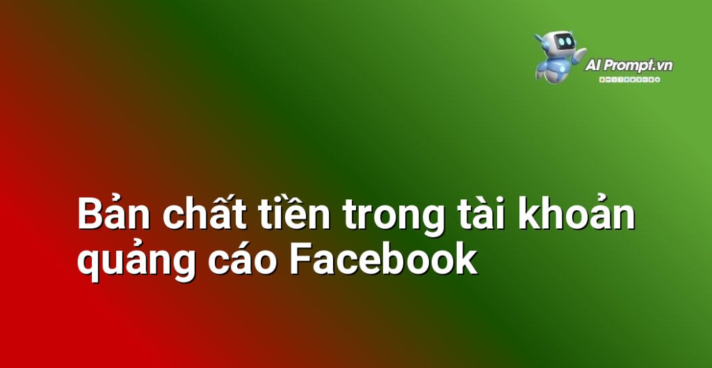Biểu đồ minh họa dòng tiền nạp và chi tiêu cho quảng cáo Facebook, nhấn mạnh tiền quảng cáo không phải là tiền có thể rút tùy ý