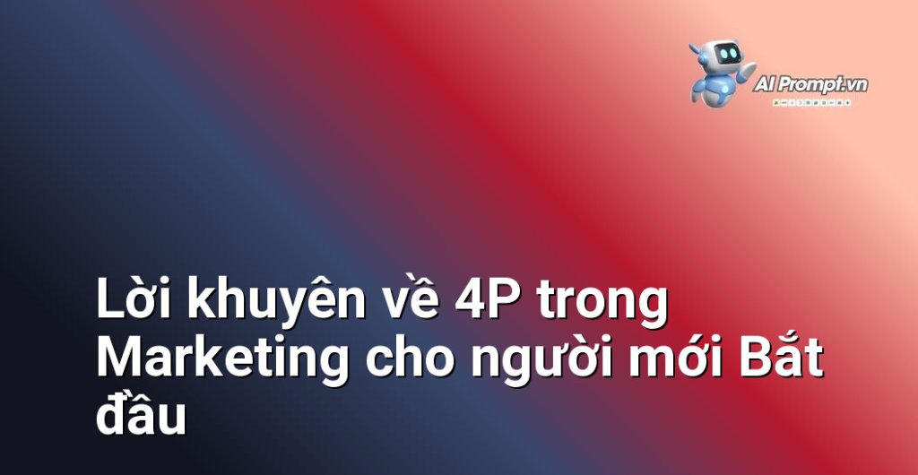 Hình ảnh một người trẻ đầy năng lượng đang nghiên cứu và ghi chép về kế hoạch marketing, với các biểu tượng của 4P xung quanh